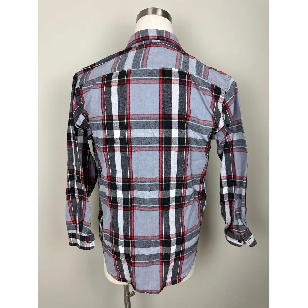 Vintage Levi's Better Clothes Plaid Flannel Shirt Mens Large Gray‎ Red Button Up